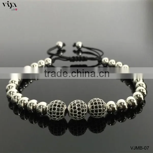 2016 Newest Gold Bead Bracelet With Black Lava Bead Elastic Buddha Bead Rosary Bracelet
