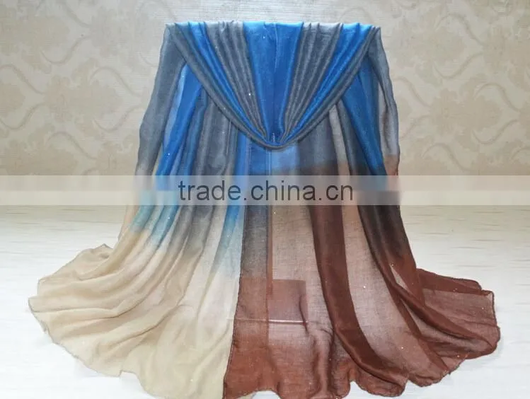 Wholesale New Design Autumn Fashion Gradient Cotton Glitter Woman Shawl