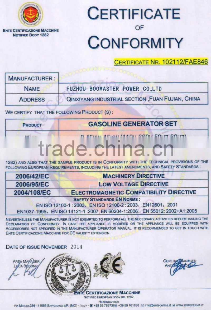 0.65kw-6.5kw Electrical Portable Powerful Gasoline Generators Sets