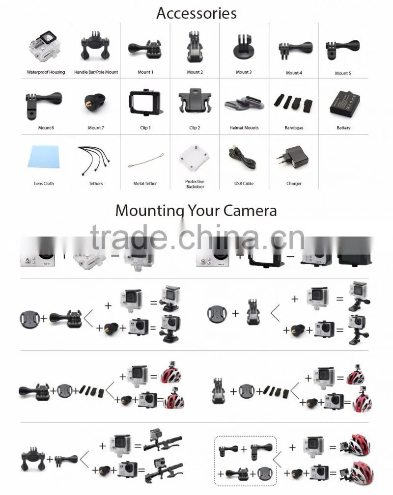 H2R 2016 HOT SALES 4K Ultra HD 170 LENS wifi camera mini Waterproof sport video action camera be unique