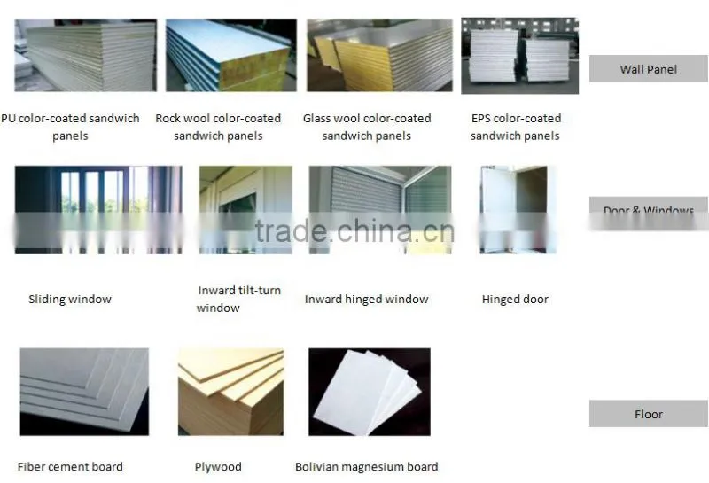 Container house pu sandwich panel prefab houses