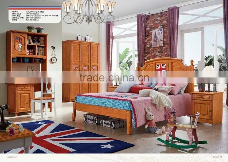 2016 Foshan New model solid wood kids bed with high quality A2609-2611