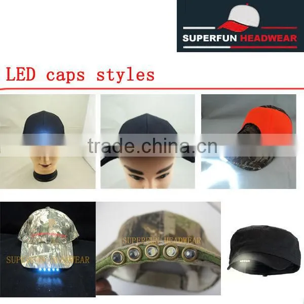 hot sale 2013 year camoflage LED light sun visors caps and hats
