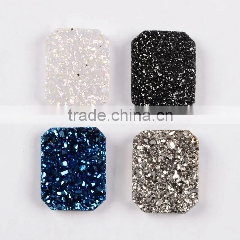 Small grain rectangle flat agate druzy bar cabochon semi-precious gemstone for jewelry