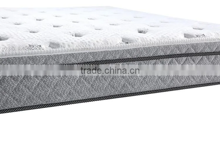 Luxury bedroom set euro pillow top pocket spring mattress with nice cover