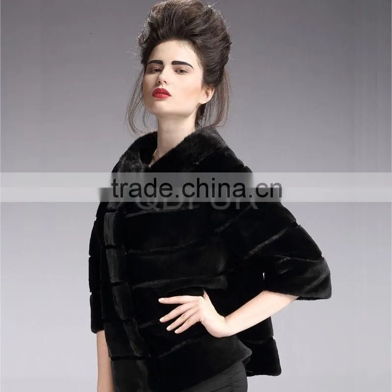 QD29224 Outerwear Wholesale Short Style Real Piece Rex Rabbit Fur Women Jacket
