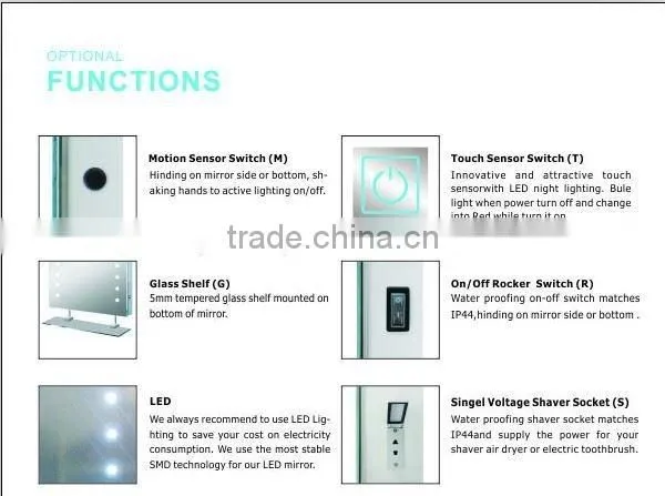 Mirror Bathroom Cosmetic Mirror Standing Dressing Mirror With LED Light For Home For Hotel
