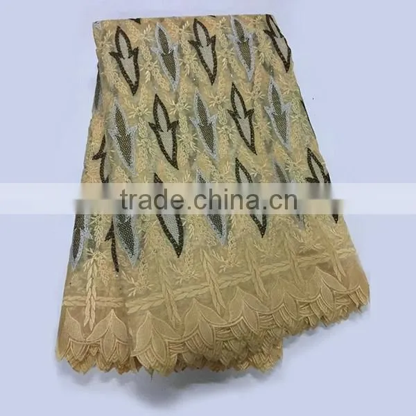 Made in china nigerian embroidered lace fabric wholesale