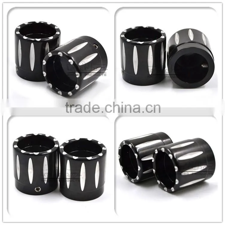 BJ-FS-HA001 High Quality Black Deep Edge CNC Billet Alloy Motorcycle Front Axle Cap Universal for Harley Davidson and Choppers