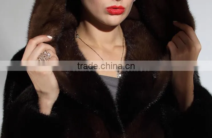 mk14098 Transitional short mink Fur Coat with hood