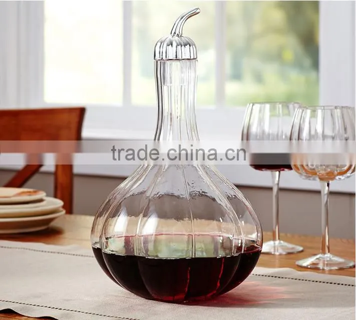 Sodalime High quality large Pumpkin wine decanter with stopper customized size and shape