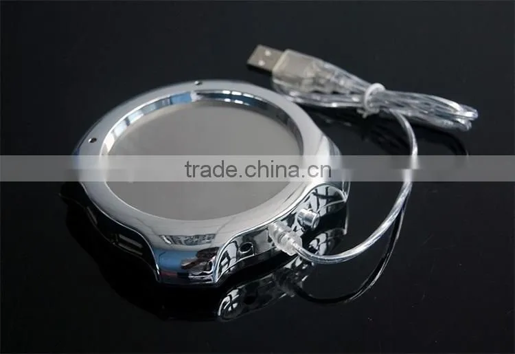 Electroplate shiny usb hub cup/mug warmer with usb hub