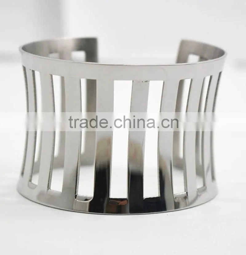 Punk Stainless Steel Cuff Metal Bangle Hollow out Bracelet