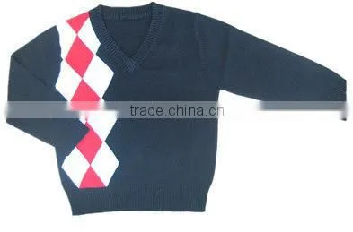 fashion diamond-shaped pullover children sweater