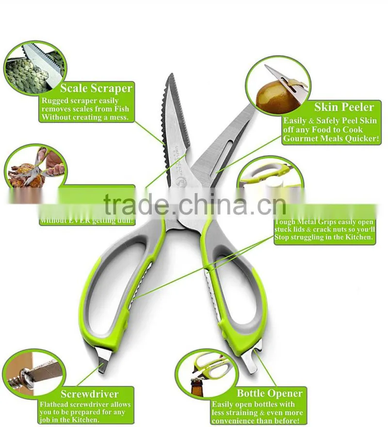 Kitchen Shears with Magnetic Holder,Serrated Blade multifunction Scissors