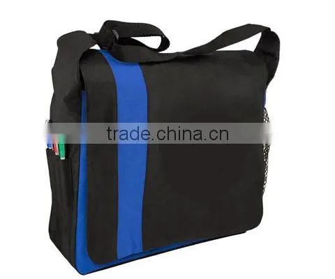 Promotional Non Woven Messenger Bag With Mesh Pocket /Economy Messenger Bag