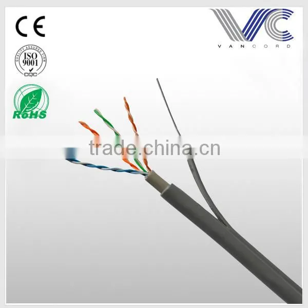 Frankever made in China best price dual jacket UTP CAT5E with messenger lan cable