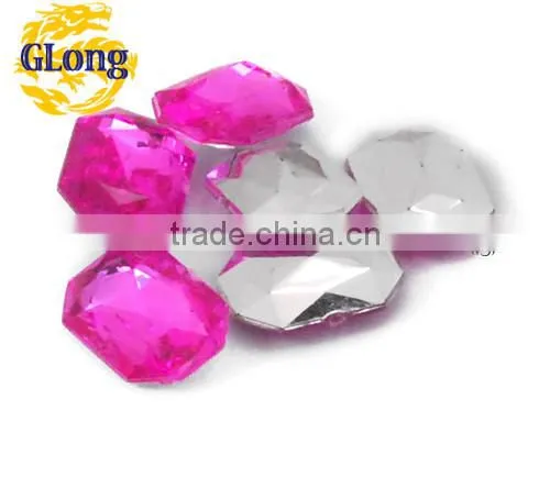 13*18mm Acrylic Point Back Octagon Mix Color Bling Rhinestone&Crystal For Stylish Bags Garment Shoes #GY011-18P(Mix-s)