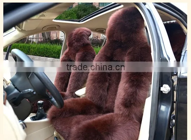 Customized Luxury sheepskin long fur Car Seat Covers lambskin fur Car Seat Cushion cover universal in winter