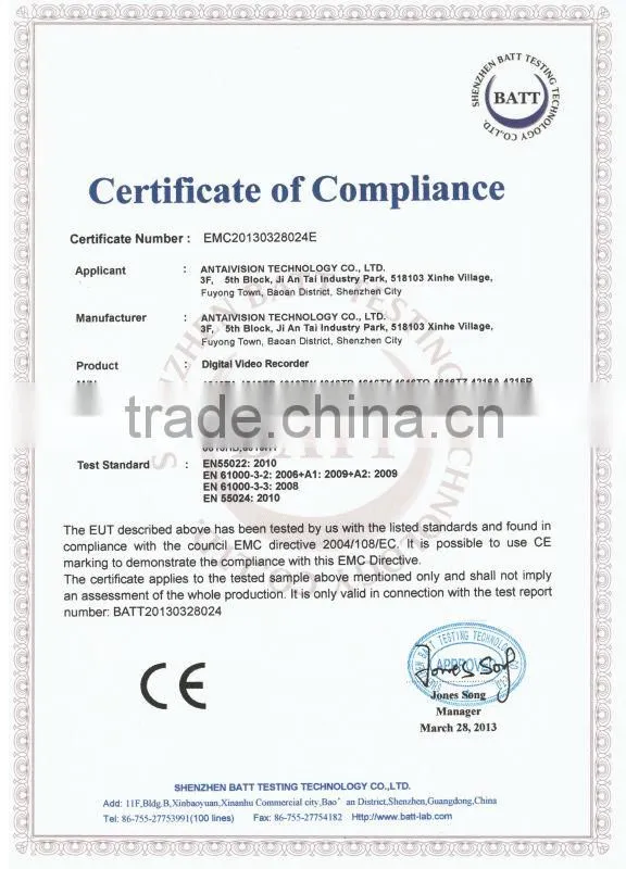 Hi3531 H.264 FCC CE RoHS RCA certification 2 SATA HDD 16 ch dvr