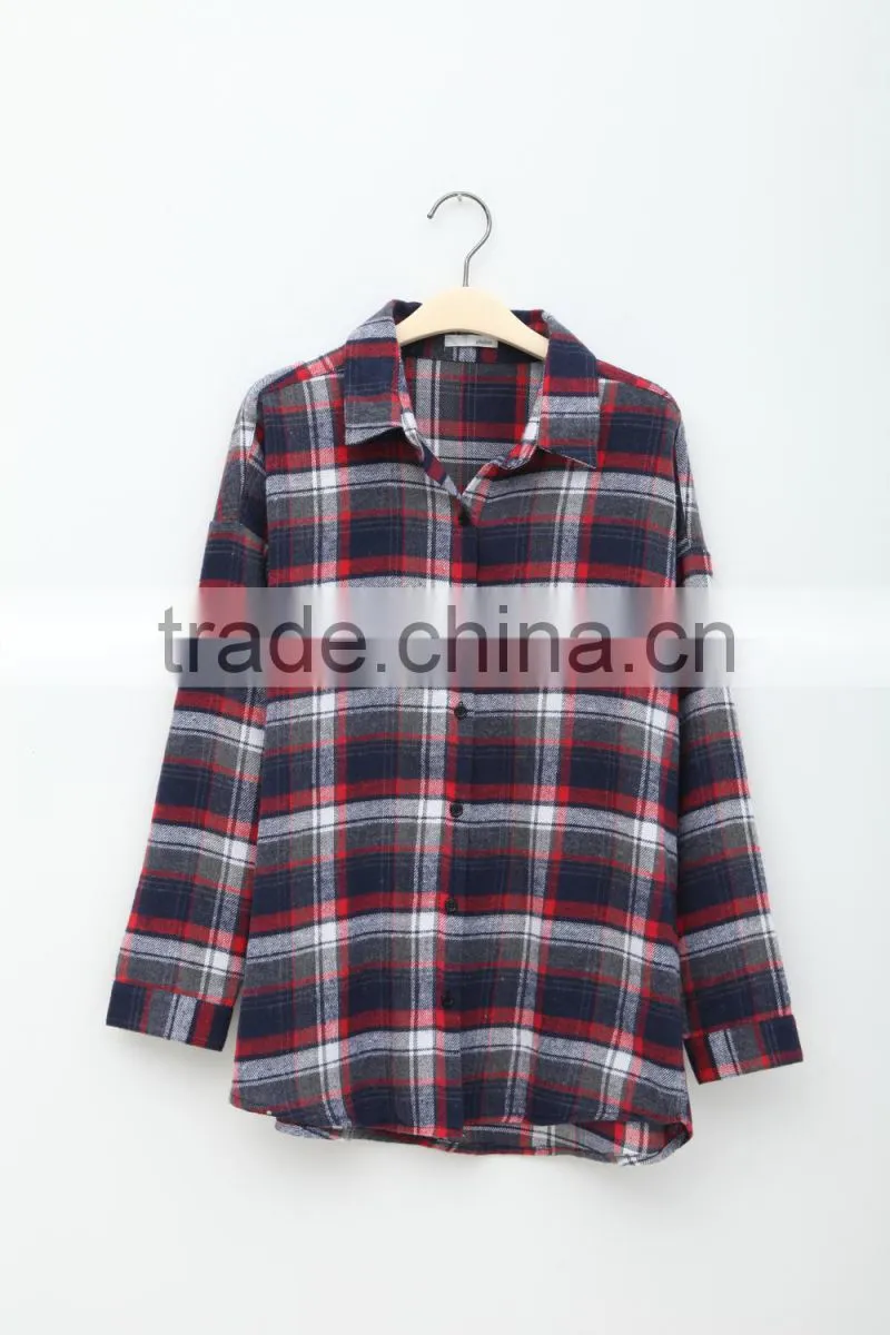 2014 ShangYi classic plaid shirt style ladies t shirt, women fashion plaid shirt