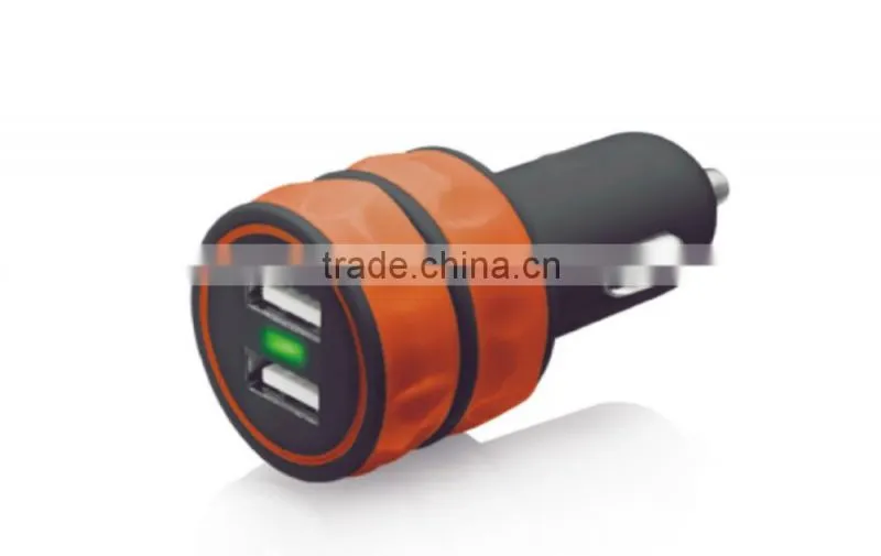 2.1/3.1Amp Dual USB Car Charger for Apple and Android Devices(Black)