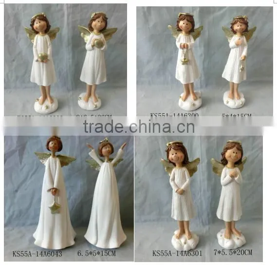 Religious design White polyresin angel figurine/resin angel