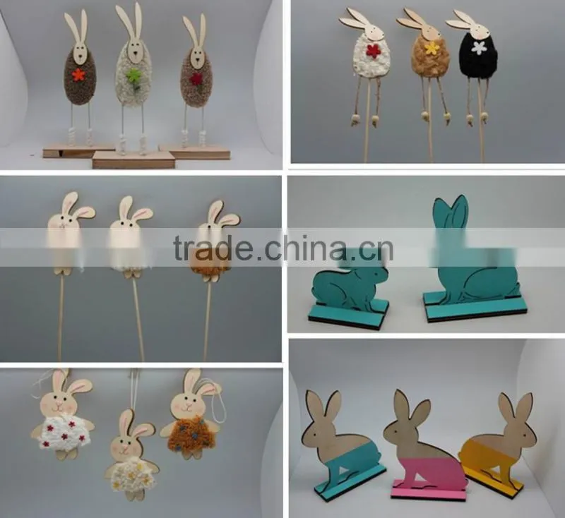 China supplier wooden decorative easter rabbit for easter holiday