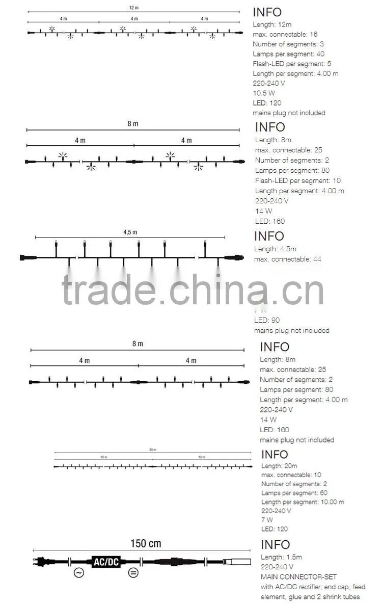 connectable durable waterproof christmas led chain