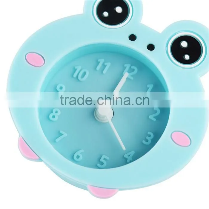 Wholesale creative mini silicone small alarm clock Frogs candy color silicone lazy alarm clock digital alarm clock