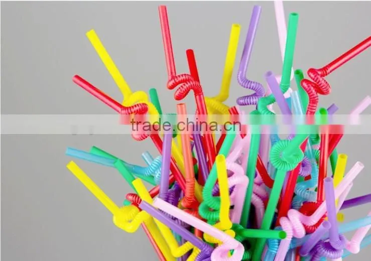 disposable solid crazy folding art plastic drinking straw