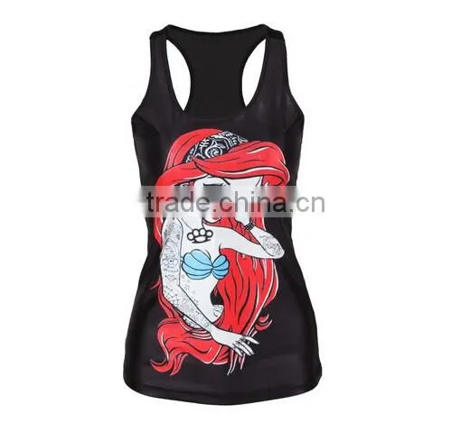 Red Hair Girl 3D Graphic Printed Women Casual Vest Camisole Top