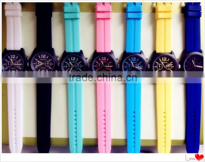 Multicolor silicon wristband japan quartz waterproof sport chrono watch men chronograph