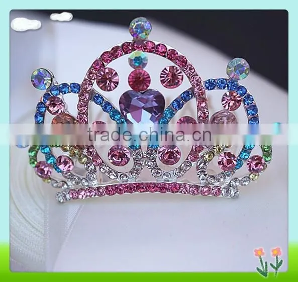 Wholesale bling rhinestone girls tiara crowns, small girls crowns