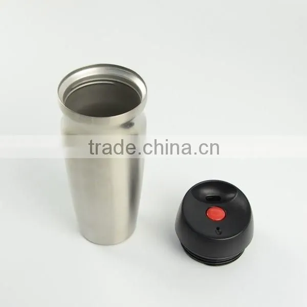 easy handle 450ml stainless steel mug with plastic lid