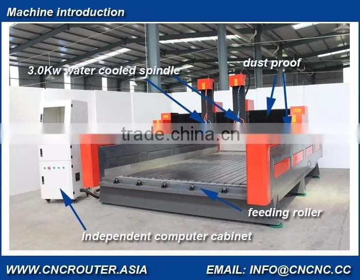 Stone Router 3D Stone Carving CNC Router 1500*3000mm With High Z Axis 500mm PCI NCStudio Control ZK-1530