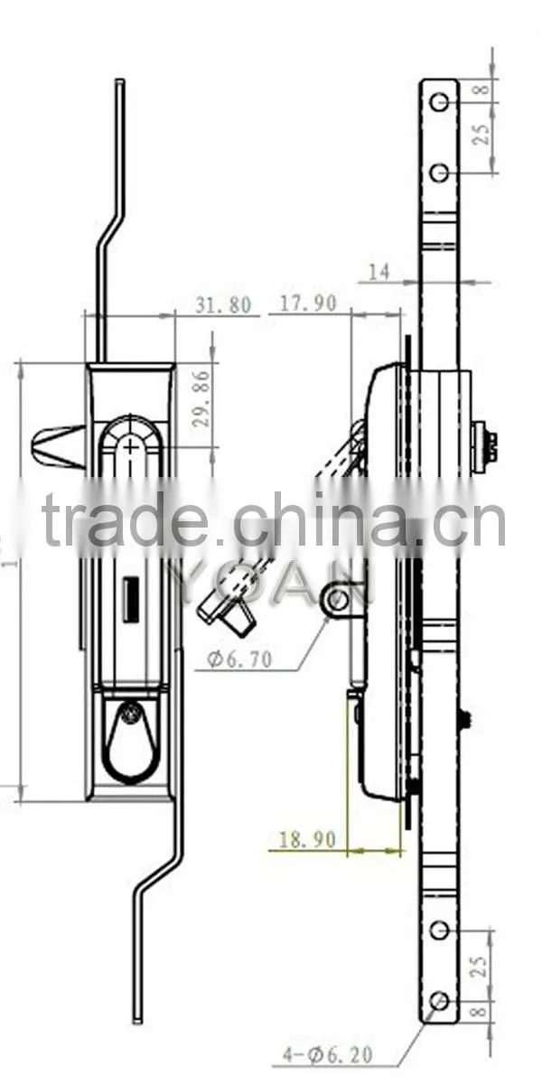 the swing door lock of Rod control lock