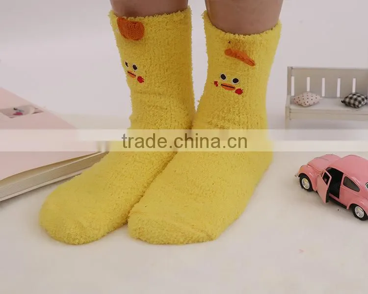 Embroidery three-dimensional cartoon cute coral velvet socks funny christmas socks