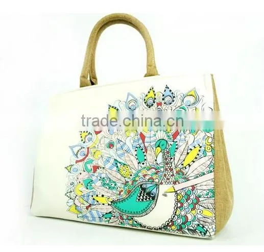 Wholesaler Heavy Duty Canvas Tote Crochet Bag with Art Printing