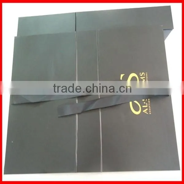 2014 black Luxury gold stamping matte lamilation paper Custom Gift business Suit Storage foldable black Box