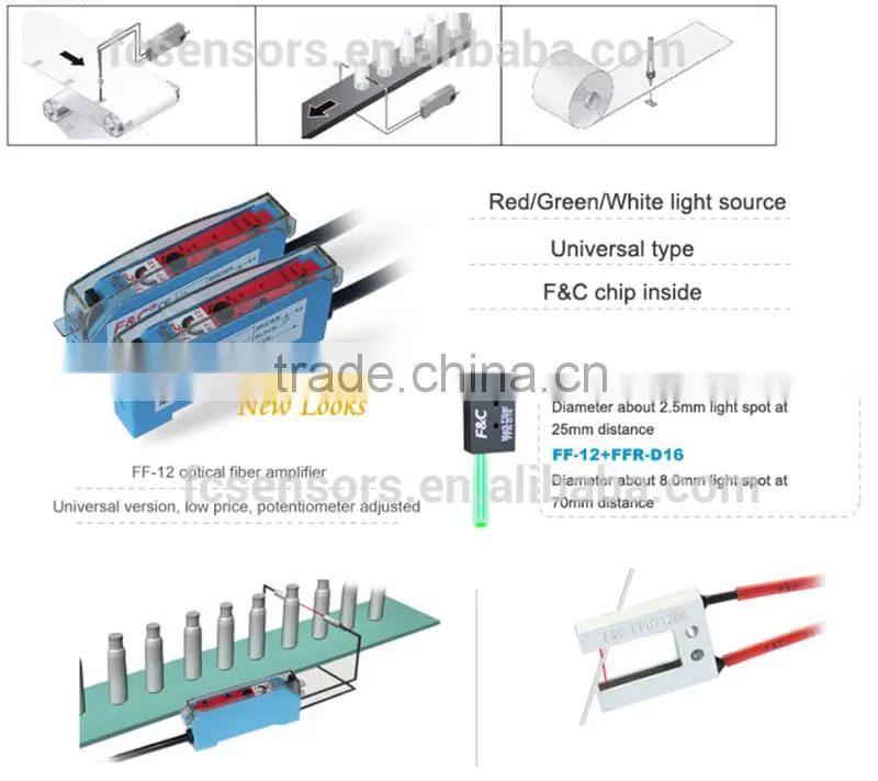 wholesale FF-12 universal amplifier F&C fiber optic sensor and amplifier