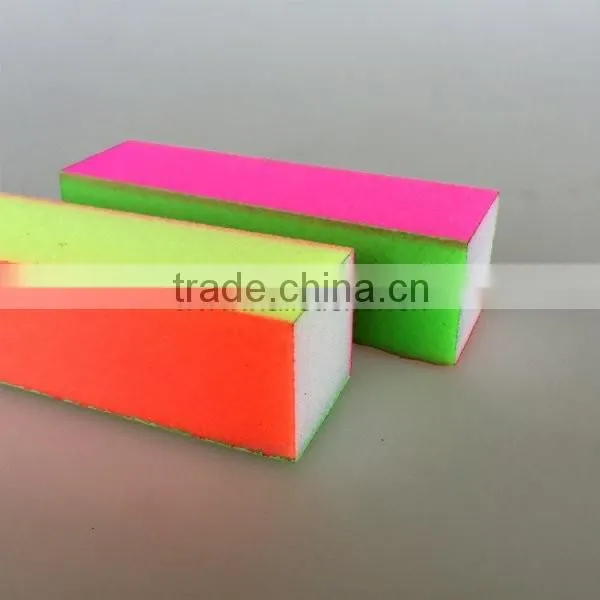 Custom 4 way sponge block neon nail polish buffer beauty 4 sides buffer block nail shining file buffer factory