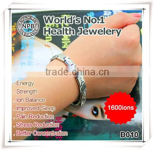 Noporblem D010 FDA germanium tourmaline stainless steel smart bio power energy bracelet