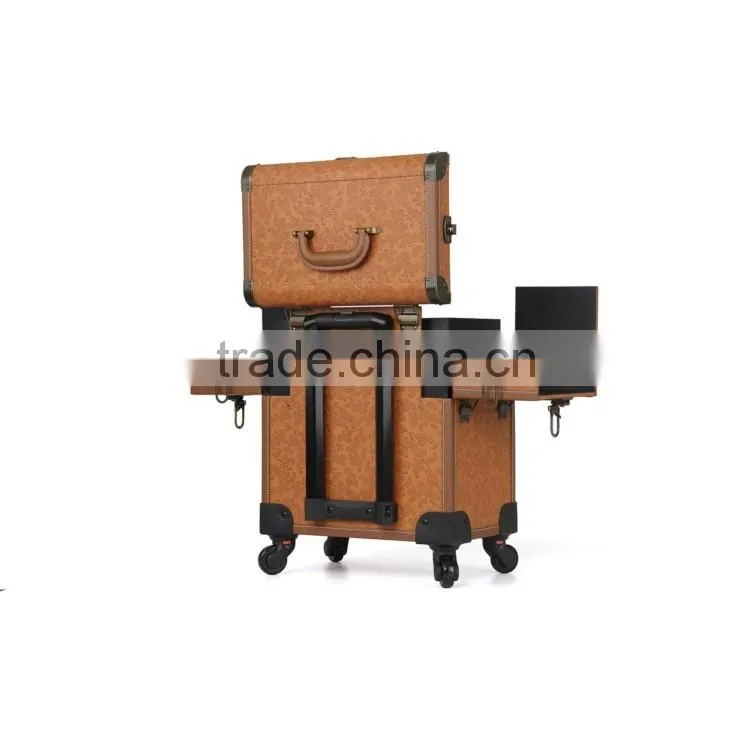 Guangzhou Portable Black Pvc Cosmetic Large Expandable Rolling Makeup Case
