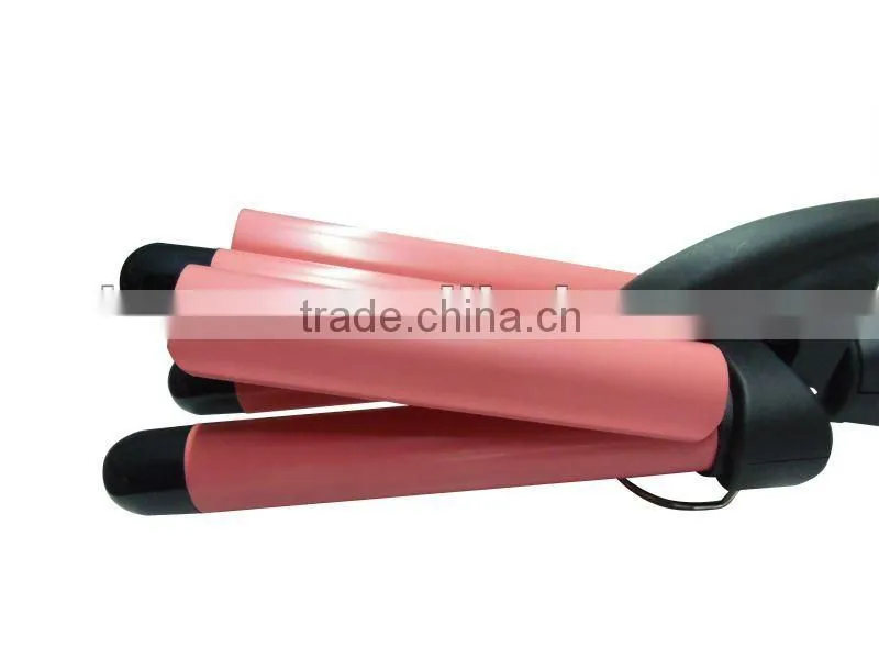 Professional LCD ceramic 3 barrel curling iron