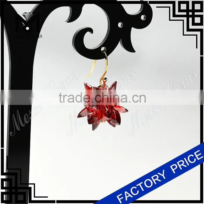 peridot color cubic zirconia earring cluster flower earring for korean buyers