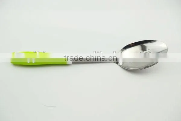 stainless steel type with plastic handle food grade safe kitchen tool cooking spoon