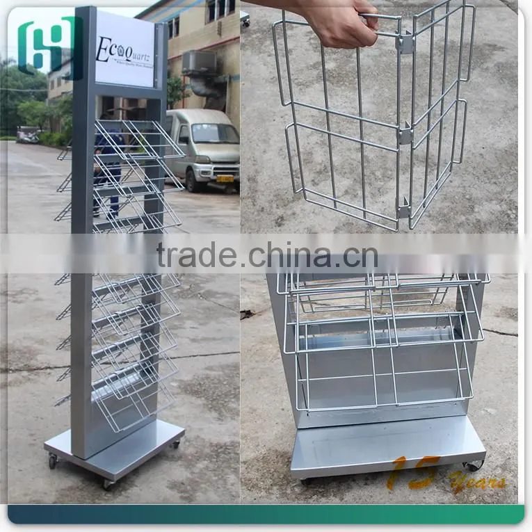 wholesale metal white proof ceramic tile accessories display stand with wheels HSX-S0346