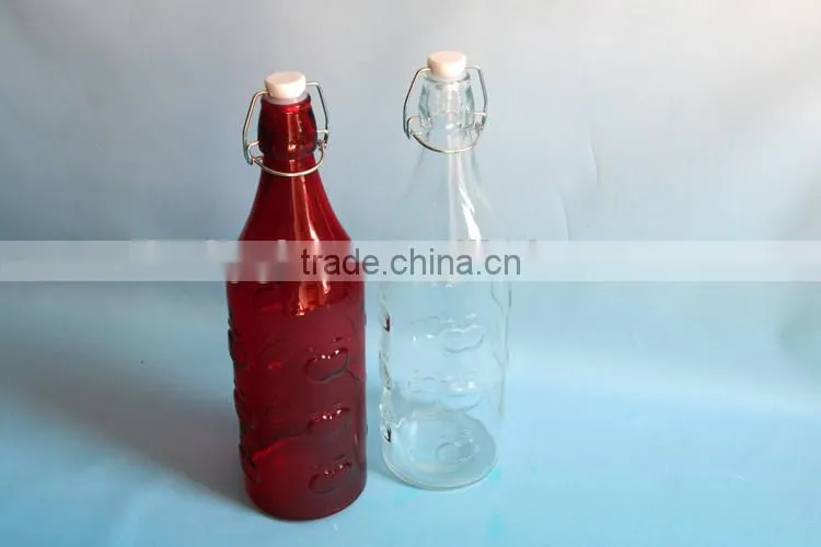 1000ml wholesale glass bottles with apple embossed design