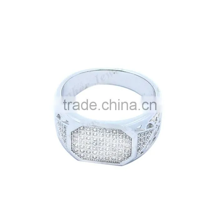 Wholesale 925 silver micro pave zircon men ring